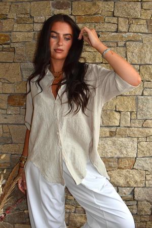 Pia Pillow Cotton Embroidered Tile Classic Shirt Stone